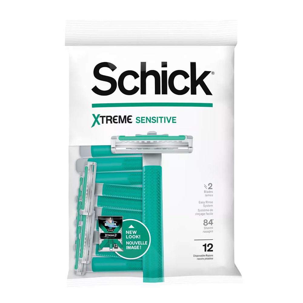 Schick Xtreme 2 Sensitive Disposable Razors for Men, 12 Ct